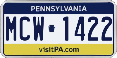 PA license plate MCW1422