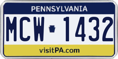 PA license plate MCW1432