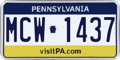 PA license plate MCW1437