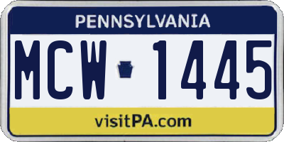PA license plate MCW1445