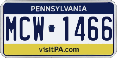 PA license plate MCW1466