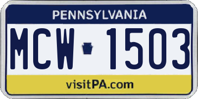 PA license plate MCW1503