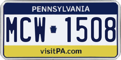 PA license plate MCW1508