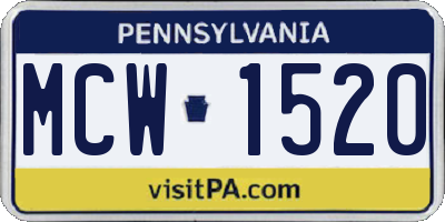 PA license plate MCW1520