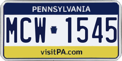 PA license plate MCW1545