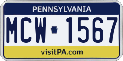 PA license plate MCW1567