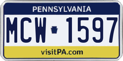 PA license plate MCW1597