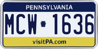 PA license plate MCW1636