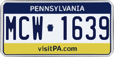 PA license plate MCW1639