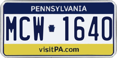 PA license plate MCW1640