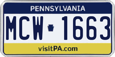 PA license plate MCW1663