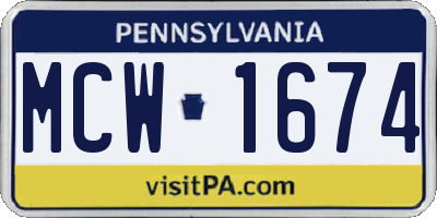 PA license plate MCW1674