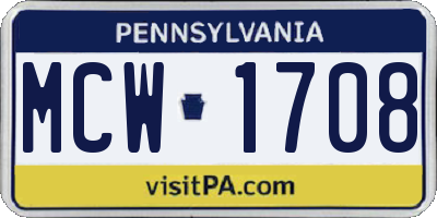 PA license plate MCW1708