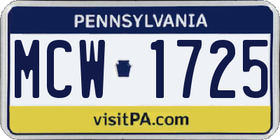 PA license plate MCW1725
