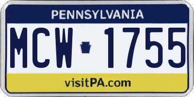 PA license plate MCW1755