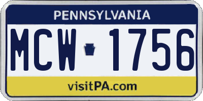 PA license plate MCW1756