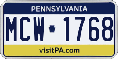 PA license plate MCW1768