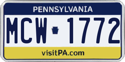 PA license plate MCW1772