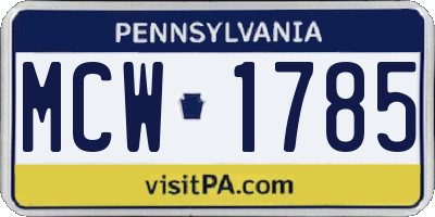 PA license plate MCW1785