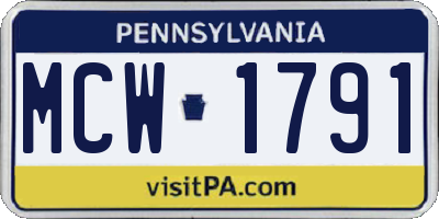 PA license plate MCW1791
