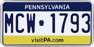 PA license plate MCW1793