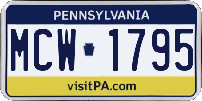 PA license plate MCW1795