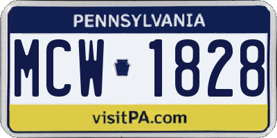 PA license plate MCW1828