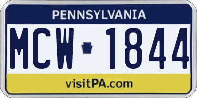 PA license plate MCW1844