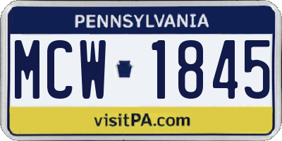 PA license plate MCW1845