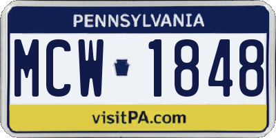 PA license plate MCW1848