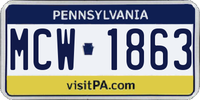 PA license plate MCW1863