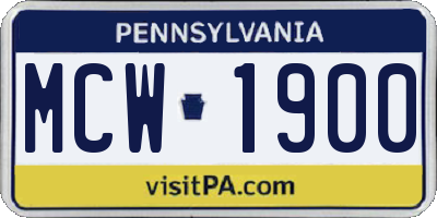 PA license plate MCW1900