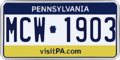 PA license plate MCW1903