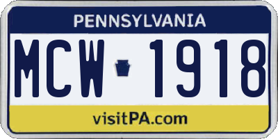 PA license plate MCW1918