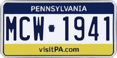 PA license plate MCW1941