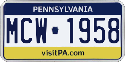 PA license plate MCW1958