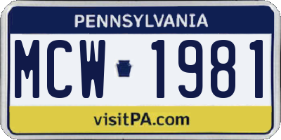 PA license plate MCW1981