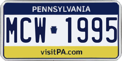 PA license plate MCW1995