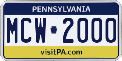 PA license plate MCW2000