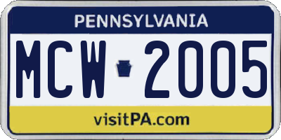 PA license plate MCW2005