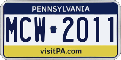 PA license plate MCW2011