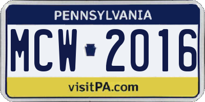 PA license plate MCW2016