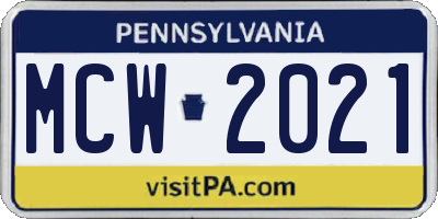 PA license plate MCW2021