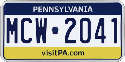 PA license plate MCW2041