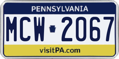 PA license plate MCW2067