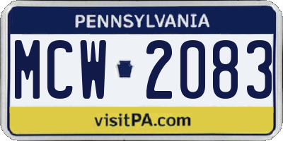 PA license plate MCW2083