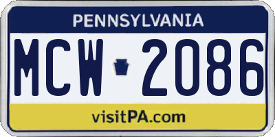 PA license plate MCW2086