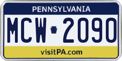 PA license plate MCW2090