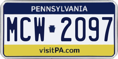 PA license plate MCW2097
