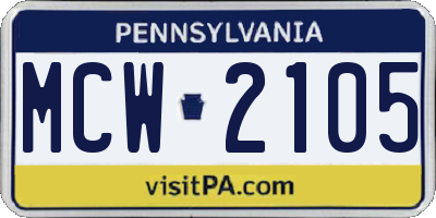 PA license plate MCW2105